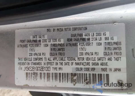 2016 Mazda Cx-5 Sport z USA, uszkodzony, nr VIN JM3KE2BY9G0661083